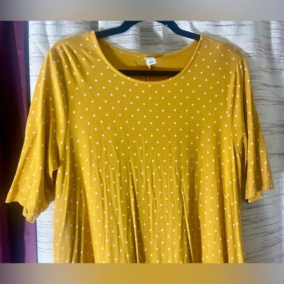 Old Navy A-Line Orange Midi Dress with Crew Neck and Short Sleeves - Picture 6 of 11